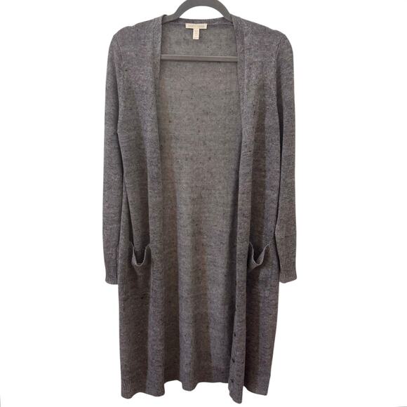 Eileen Fisher 100% Organic Linen Button Down Cardigan Duster Gray Size XS - Picture 3 of 9